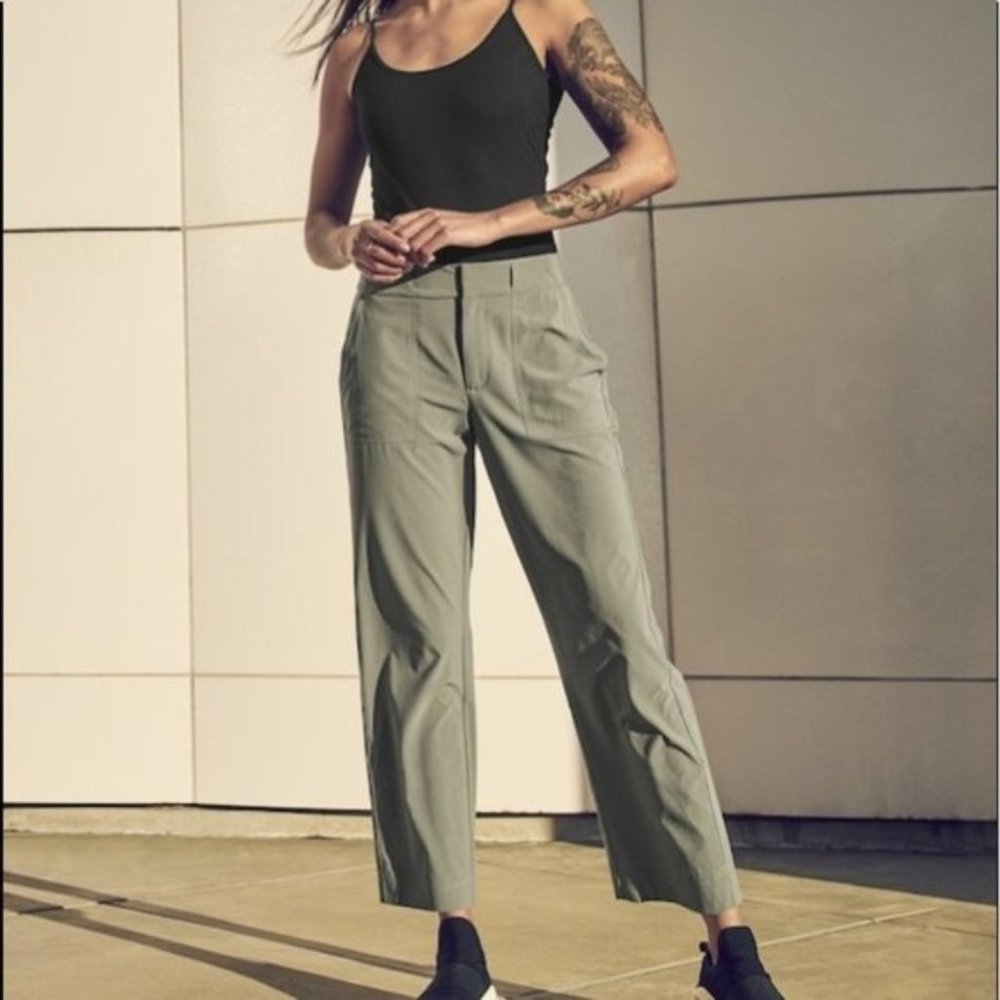 Athleta Tribeca utility crop pants SAGE green